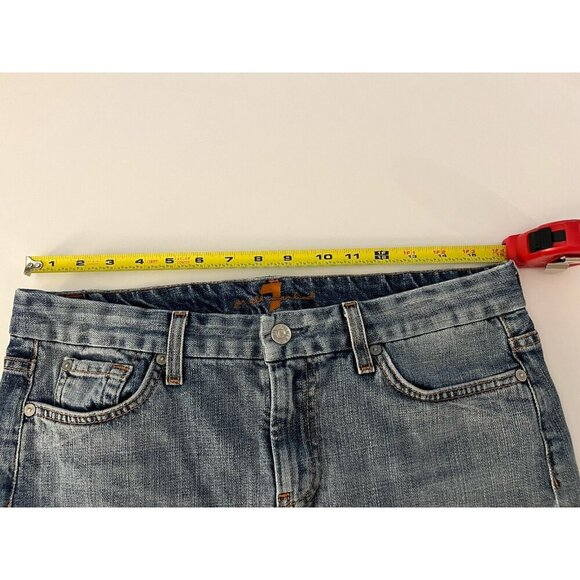 Vintage Y2K 7 for all Mankind denim slit mini skirt sz 30 stretch Retro Indie - Picture 6 of 8